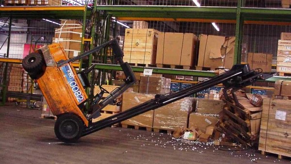  An image of a tipped-over forklift 