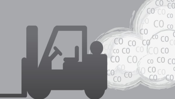 An animated image of a forklift with black smoke from the exhaust