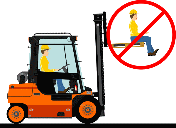 An image of a forklift carrying a person on its fork